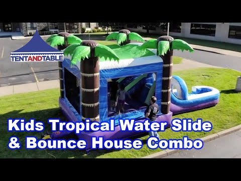 Kids Tropical Water Slide Bounce House Combo with Blower