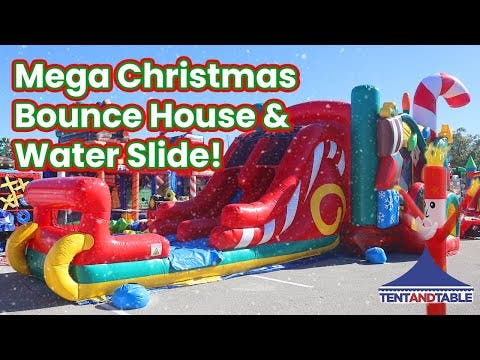 Christmas, Double Water Slide Bounce House with Blower