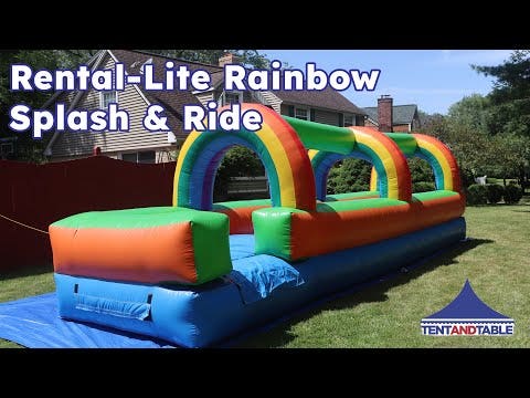 25' Rental Lite Rainbow Inflatable Splash and Ride Waterslide