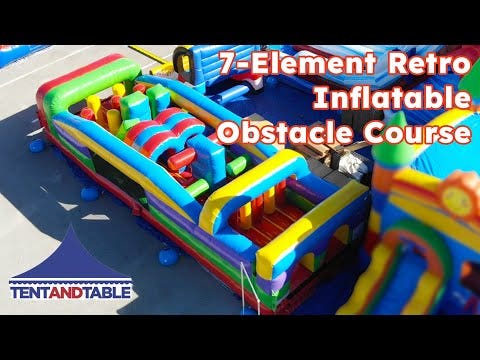 7-Element Retro Inflatable Obstacle Course with Blower