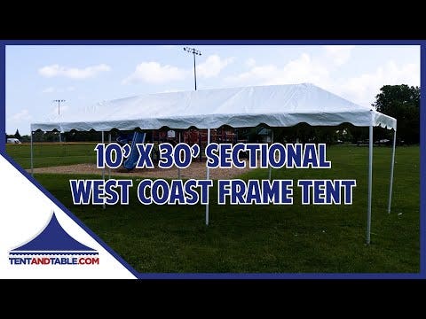 30' x 30' Premium Single Tube West Coast Frame Party Tent, Sectional, Clear