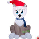 3.5' Gemmy Airblown Inflatable Christmas Husky Dog Wearing Santa Hat