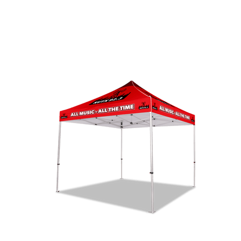 Custom Canopy Tent with Full Back Wall, Half Side Walls & Table Cover