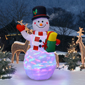 5 Feet Tall Snowman Inflatable Blow up Inflatable with Built-in Colorful LED Lights by Costway