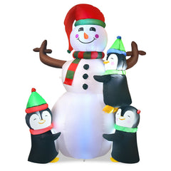 6 Feet Christmas Quick Inflatable Snowman with Penguins by Costway