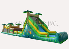 Obstacle Course 3 PLUS (16ft Slide)-Tropical (Wet & Dry) by Happy Jump