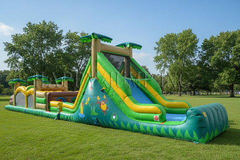 Obstacle Course 3 PLUS (16ft Slide)-Tropical (Wet & Dry) - IG5123-16