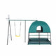 JumpKing Kids Climbing Den & Outdoor Playset — Two-Level Play Structure with Swing, Basketball Hoop, Fireman’s Pole & Ball Pit Area | Indoor & Outdoor Active Play Gym for Ages 6+