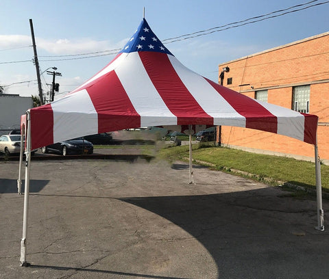 15' x 15' Premium High Peak Frame Party Tent - Red, White and Blue