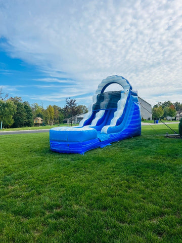 12' Blue Marble Inflatable Water Slide with Blower