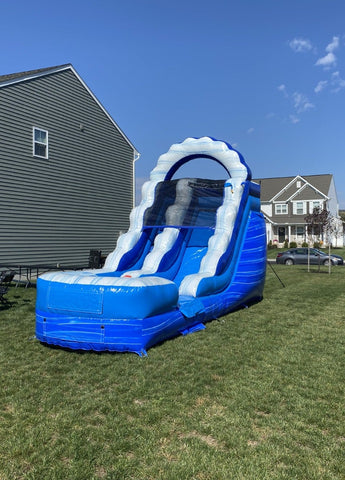 12' Blue Marble Inflatable Water Slide with Blower