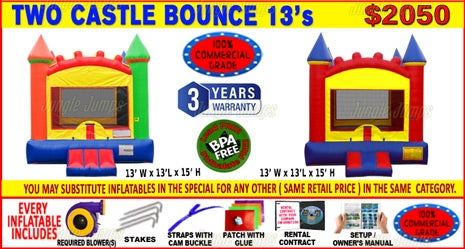 2 Castle Bounce House 13 X 13