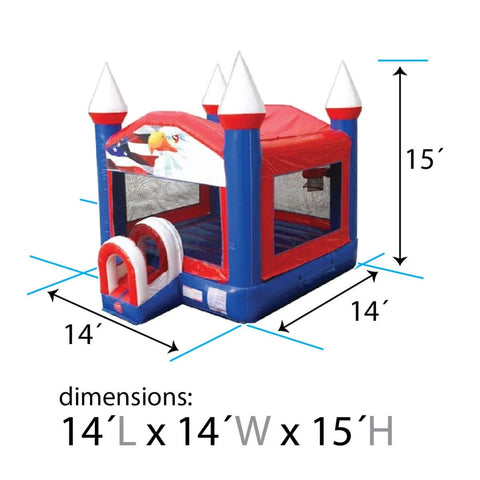 Patriotic Red, White & Blue Bounce House with Blower