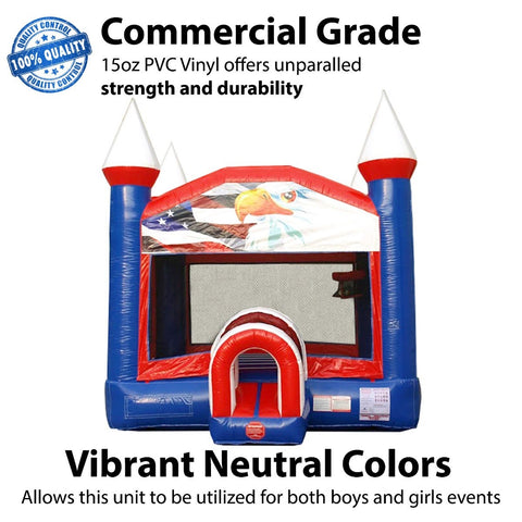 Patriotic Red, White & Blue Bounce House with Blower