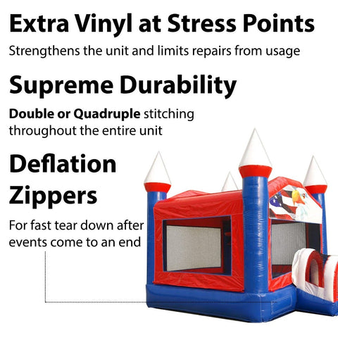 Patriotic Red, White & Blue Bounce House with Blower