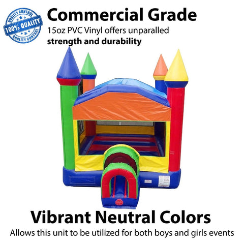 Rainbow Castle Inflatable Bounce House with Blower