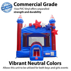 Commercial Inflatable Bounce House with Blower, Stars and Stripes
