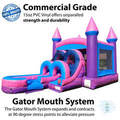 Kids Pink Water Slide Bounce House Combo with Blower