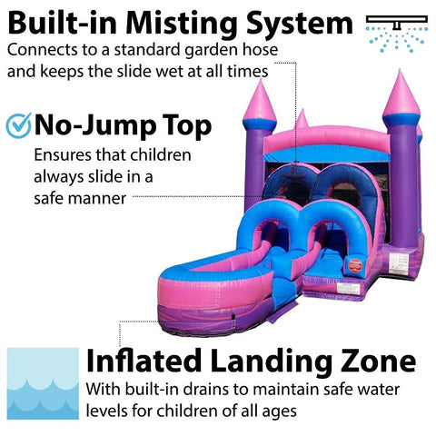 Kids Pink Water Slide Bounce House Combo with Blower