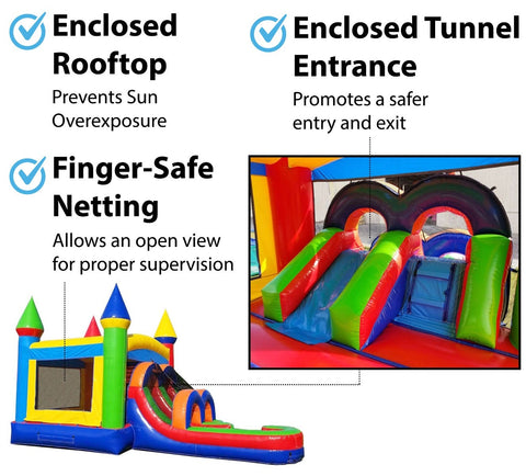 Kids Modern Rainbow Water Slide Bounce House Combo with Blower