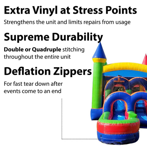 Kids Modern Rainbow Water Slide Bounce House Combo with Blower
