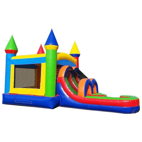 Kids Modern Rainbow Water Slide Bounce House Combo with Blower