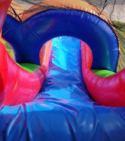 Kids Modern Rainbow Water Slide Bounce House Combo with Blower
