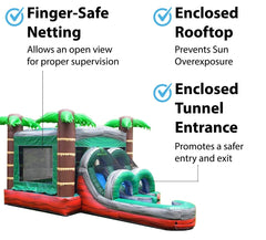 Kids Tropical Red Marble Water Slide Bounce House Combo with Blower
