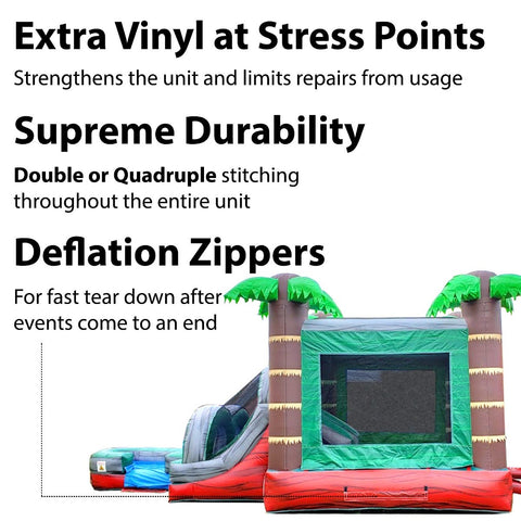 Kids Tropical Inflatable Red Marble Water Slide Bounce House Combo with Blower