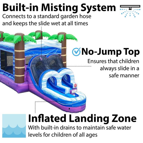 Kids Tropical Water Slide Bounce House Combo with Blower