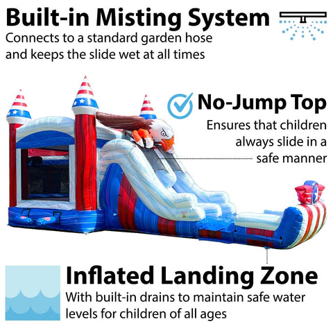 Bald Eagle Double Water Slide Bounce House with Blower