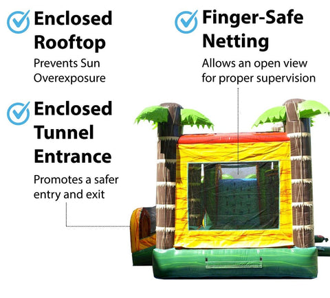 Save on Mega Tropical Fire Marble Water Slide Bounce House Combo with Blower