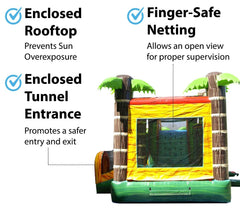 Mega Tropical Fire Marble Water Slide Bounce House Combo with Blower