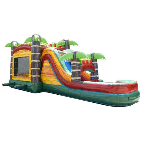 Mega Tropical Fire Marble Water Slide Bounce House Combo with Blower