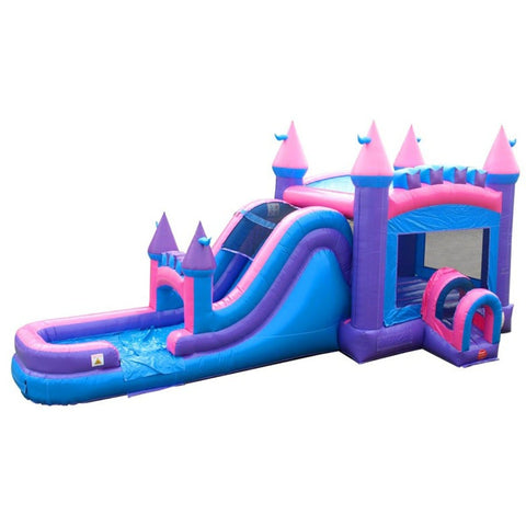 Mega Pink Inflatable Water Slide Bounce House Combo with Blower