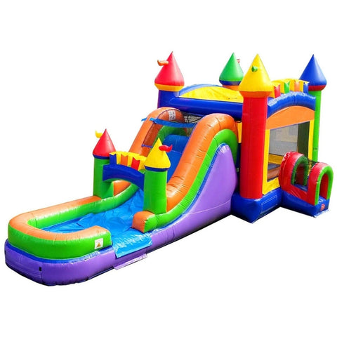 Mega Rainbow Water Slide Bounce House Combo with Blower