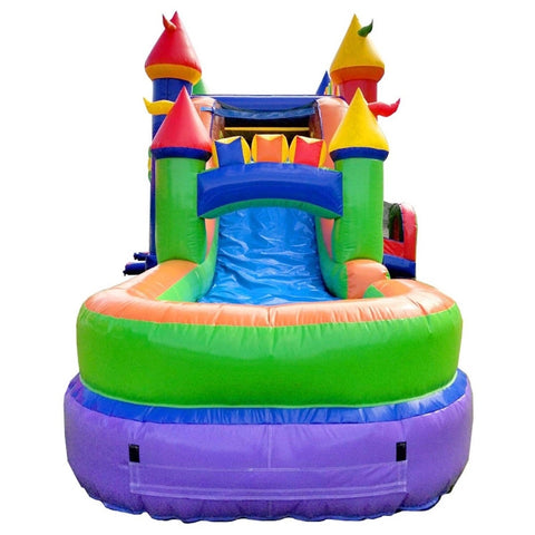 Mega Rainbow Water Slide Bounce House Combo with Blower