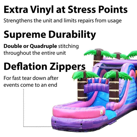 Buy Mega Tropical Purple Marble Water Slide Bounce House Combo with Blower