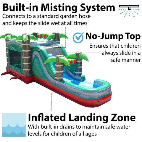 Buy Mega Tropical Red Marble Inflatable Water Slide Bounce House Combo with Blower