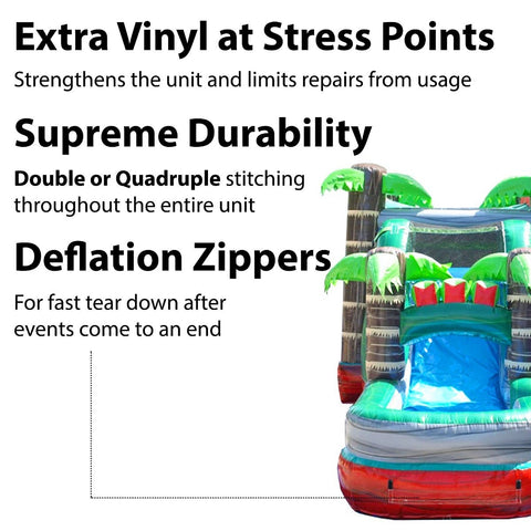 Mega Tropical Red Marble Water Slide Bounce House Combo with Blower
