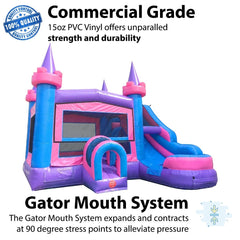 Modular Pink Castle Water Slide Bounce House Combo with Blower