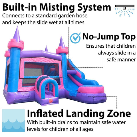 Modular Pink Castle Water Slide Bounce House Combo with Blower