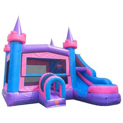Modular Pink Castle Water Slide Bounce House Combo with Blower