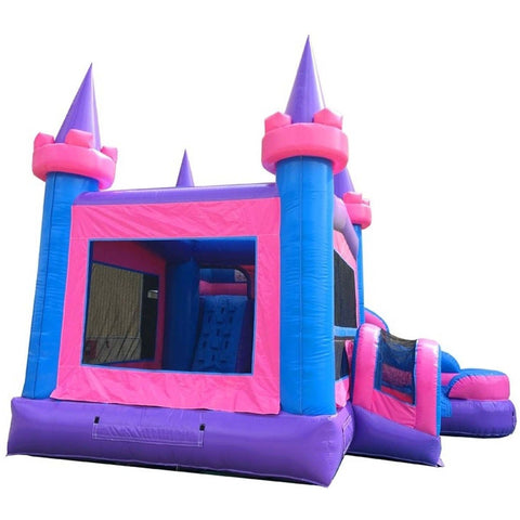 Modular Pink Castle Water Slide Bounce House Combo with Blower