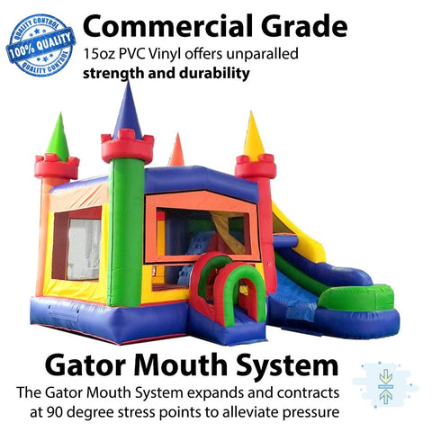 Buy Modular Modern Rainbow Inflatable Water Slide Bounce House Combo with Blower