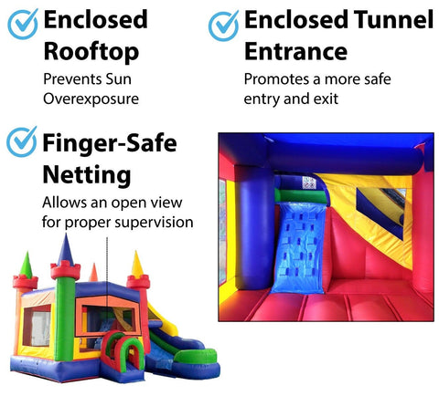 Save on Modular Modern Rainbow Inflatable Water Slide Bounce House Combo with Blower