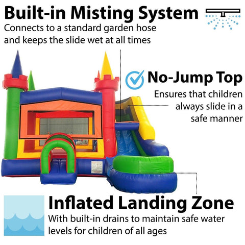 Sale on Modular Modern Rainbow Inflatable Water Slide Bounce House Combo with Blower