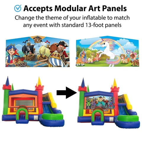 Save on Modular Modern Rainbow Commercial Inflatable Water Slide Bounce House Combo with Blower