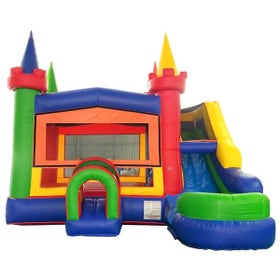 Modular Modern Rainbow Inflatable Water Slide Bounce House Combo with Blower