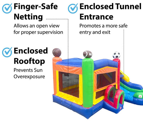 Modular Sports Castle Water Slide Bounce House Combo with Blower
